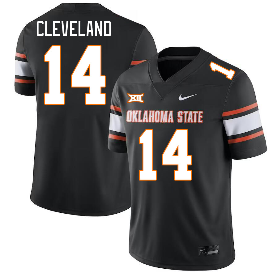 Men #14 Landyn Cleveland Oklahoma State Cowboys College Football Jerseys Stitched-Black